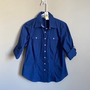 Van Heusen Blue Button Up Blouse- NWT